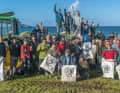 On a calm, sunny morning: clean-up with all participants on a wild stretch of beach in the west of the island.
