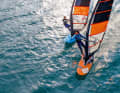 Magical moment: glowing on the fin at dawn. With Starboard Futura and Patrik F-Race.