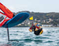 The world champion goes for a swim - but only after the victory.