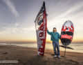 Sponsor Severne is fully behind the campaign and has provided him with extra white sails and boards
