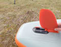 The fin is comparatively smaller, but quick to mount. The short fin box makes it easier to roll the board in.