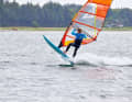 ...push down hard on the tail with your rear leg, causing the bow to rise upwards