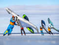 While windsurfers need a kind of sled, wingers only need a pair of skates