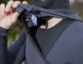 The collar and bonnet of the Guru+ Hood overlap extensively, which minimises water ingress