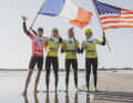 The top four in the men's race: Chris MacDonald (4th right) and the French trio Bastien Escofet (2nd left), Alan Fedit (3rd, second from right) and winner Malo Guénolé (1st, second from left)