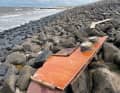 A bulkhead from the cabin washed ashore on Baltrum bears witness to the accident of the "Silja". The sailing boat had sunk in the Accumer Ee estuary