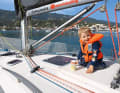 Over time, Theo becomes more and more confident on board, so that he is eventually allowed to go on the foredeck in company