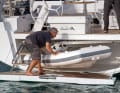 In and out of the water without cramp. The crane system for the dinghy works well