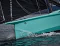 Similar, but not as radical as its big sister: overhanging deck with integrated bowsprit