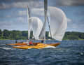 Some of the long keelers, which displace around two tonnes, briefly left their own wave system, including Andreas Haubold and his crew from VSaW. The Berliner steered "Ramona II" to the World Championship title with a comfortable points cushion, followed by seven Swedish skerries.