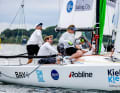 Steuermann Tobias Schadewaldt und das NRV-Team agierten vor Travemünde meisterlich