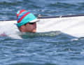 Many an active participant made the acquaintance of the 18-degree Baltic Sea on the Friday of Kiel Week, as did the Dane Nicholas Per Huffeldt next to his Contender
