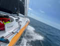 Here the "SignForCom" sails towards the finish line off Les Sables-d'Olonne