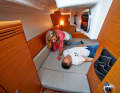 Climbing over. The problem when you have to get out: With transverse or side-mounted bunks, the outer (or rear) sleeper has to climb over the inner sleeper - that can be annoying