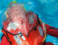 The spray cap protects against water in the airways in heavy seas