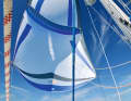 The Parasailor is equipped with an opening and a partly air-filled wing that spreads the leech, stabilises the spinnaker and generates lift