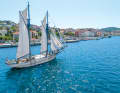 The "Nerezinac" in front of its home harbour on the island of Losinj in the northern Adriatic Sea