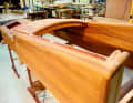 The wedge-shaped companionway box was created from scratch based on the original model