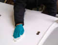 5 Preparation: To ensure that the self-adhesive backing adheres securely, there must be no wax, grease or dust particles present. The substrate must therefore be thoroughly cleaned with thinner