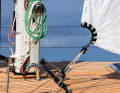 The self-tacking jib bolted directly to the deck sometimes jams a little