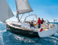 Halyards on the companionway and the sheets aft. The targa bracket for the mainsheet is unsightly, but very useful