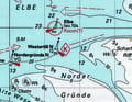 Stromraute auf einer britischen IMRAY-Sportbootkarte für die deutsche Nordseeküste