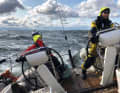 The blue water cruiser was retrofitted with a double wheel system