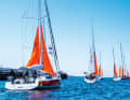 Obligatory before the start: The crews present their storm sails