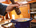 You can only cook at sea with an open locker when it is calm. It's better to have everything you need ready in the sink before cooking