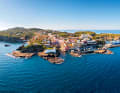 Bird's eye view. Yachts can anchor in front of the harbour in calm weather. Then take the dinghy across