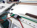 The centrelines are line-adjustable. The sheet leads to the coaming on the test boat