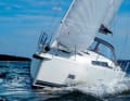 The hull is wider above the narrow waterline. This creates space in the foredeck