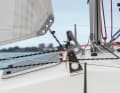 The self-tacking jib is standard, genoa rails are also available on the coachroof