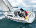 The genoa and rudder neutralise, the boat remains at right angles to the wind and sea