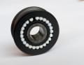 The hard fibre bush absorbs static loads. The balls absorb lateral forces and allow the disc to run smoothly under low loads