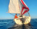 In light winds, the Etap moves along at a leisurely pace. The skipper doesn't mind, he's in no hurry