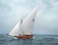 The extra-long spar of the old lateen sail points into the sky like a white needle. The Italians call it "Antenna", the antenna