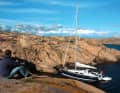 If the yacht is properly moored to it, the hard rocks lose their terror and become a protected natural harbour