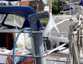 A simple plastic tube from the DIY store is perfectly adequate as a temporary stern anchor mount for archipelago cruising
