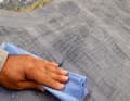 Mark the repair area along the patch with a sharpie and remove salt and grease from the area. A clean cloth and possibly spirit or another suitable solvent should be included in the repair kit for this purpose