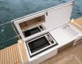 An external pantry or additional storage space can be ordered in the rear