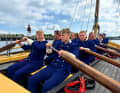 In attack mode, the masts were placed earlier to provide less attack surface