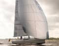 The gennaker generates more lift due to the mast standing far aft and the long bowsprit.