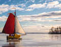 The sailing clog "Ijsklomp" is one of the few GfK ice sailing barges in the fleet