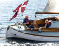Gerda and Ebbe Andersen sailing off Marstal. They spent three years working intensively on their boat designed by Aage Utzon.