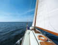 The lime green deck colour is typical of the seafaring town of Marstal.