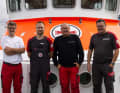 Temporary men's flat share: The crew of the "Nis Randers" from left to right: Olaf David, Mattes Lange, foreman Frank Weinhold and Frank Kasüske