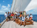 Crew for a joint voyage: Co-sailors on the forecastle of the ketch "Chronos".