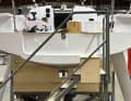The stern shows the flat frame and recesses for the two rudders