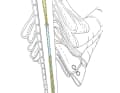 Self-spliced constrictor clamp on the mast.